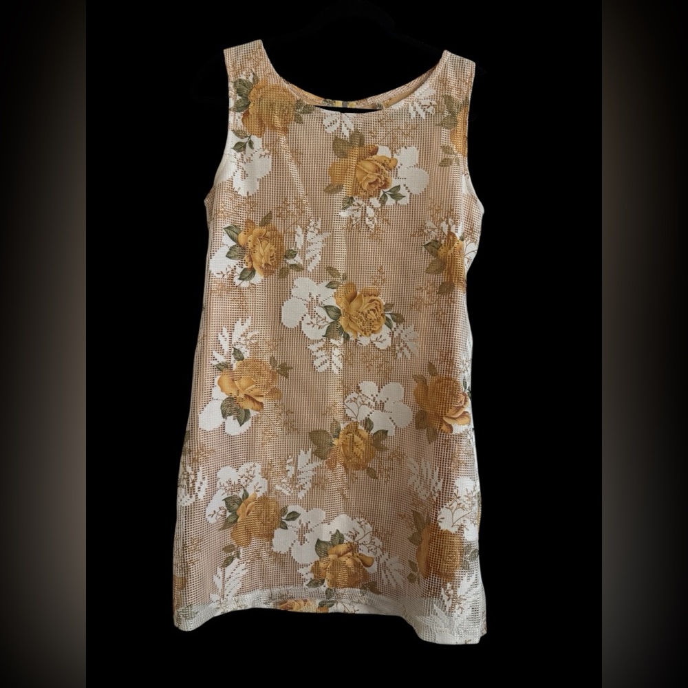 Floral Sleeveless Dress - Yellow and White